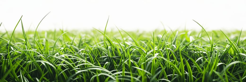 Green grass in the field with white background. Generative AI.