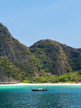 Aerial view of Maya bay in koh Phi Phi Leh, Krabi, Thailand