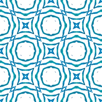 Chevron watercolor pattern. Blue original boho chic summer design. Textile ready quaint print, swimwear fabric, wallpaper, wrapping. Green geometric chevron watercolor border.