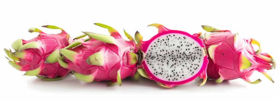 dragon fruit or pitaya on white background, food Generative AI,