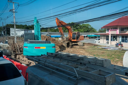 Image of excavation works in city. Phuket, Thailand