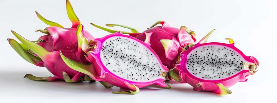 dragon fruit or pitaya on white background, food Generative AI,