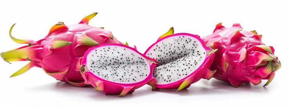 dragon fruit or pitaya on white background, food Generative AI,