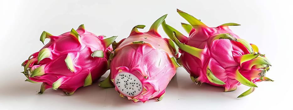 dragon fruit or pitaya on white background, food Generative AI,