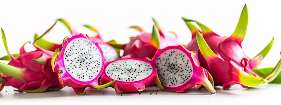 dragon fruit or pitaya on white background, food Generative AI,