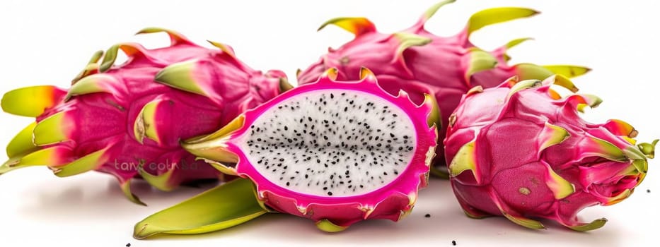 dragon fruit or pitaya on white background, food Generative AI,