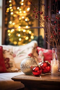 Christmas home decor, country cottage style house decoration for an English countryside home interior design, winter holiday celebration and festive atmosphere, Merry Christmas and Happy Holidays inspiration