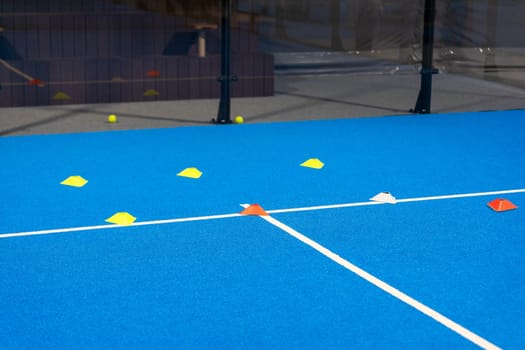 Paddle tennis objects and court. High quality photo