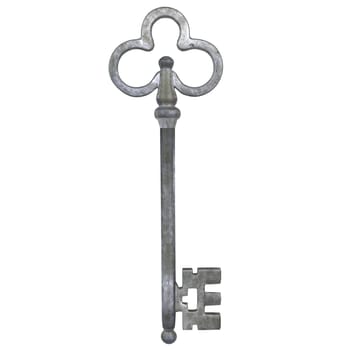 Old Key isolated on white background. High quality 3d illustration