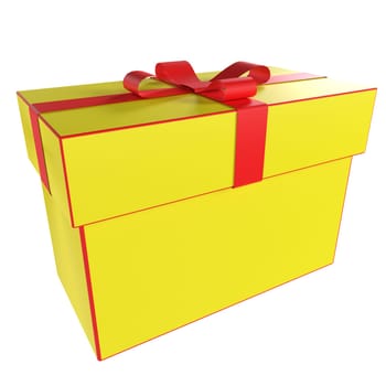 Yellow Gift Box isolated on white background. High quality 3d illustration