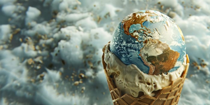Earth, represented in an ice cream cone, as creative concept