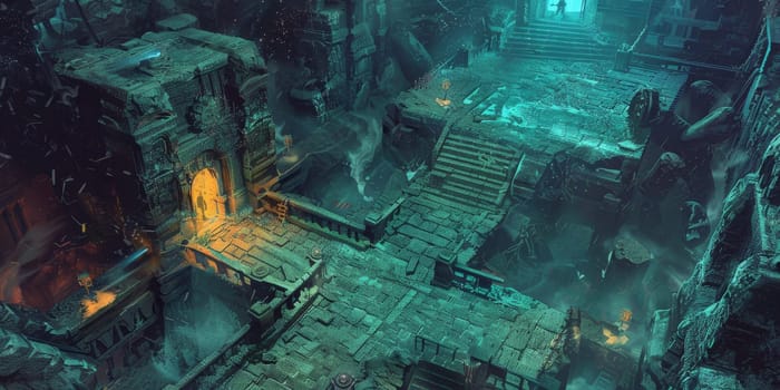 A screenshot showcasing a grand dungeon in fantastical world