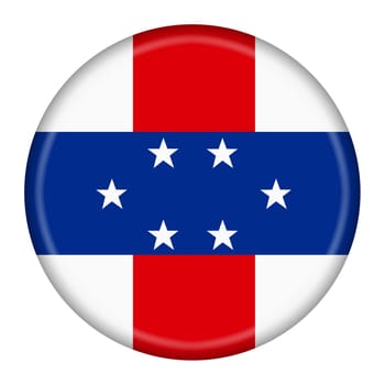 A Netherlands Antilles flag button 3d illustration with clipping path