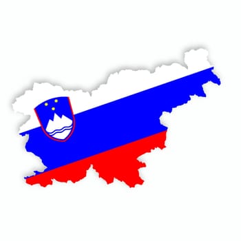 A Slovenia flag map on white background with clipping path 3d illustration