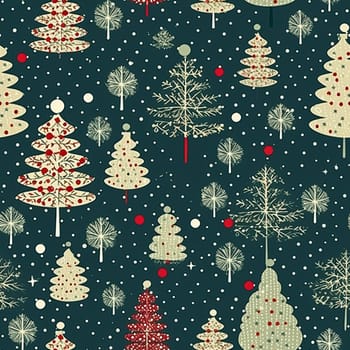 Christmas tree seamless pattern, tileable holiday country print for wallpaper, green wrapping paper, scrapbook, fabric and product design idea