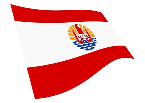 A French Polynesia Tahiti waving flag graphic isolated on white with clipping path red white horizontal stripe background illustration