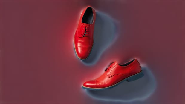 Men's shoes in red color on transparent background
