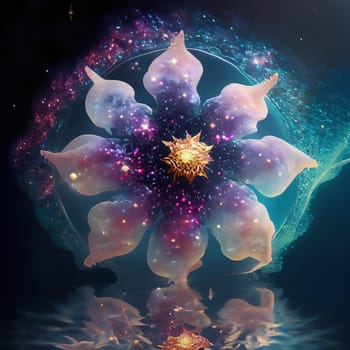 stars and nebula in form of cosmic flower. Generative AI.