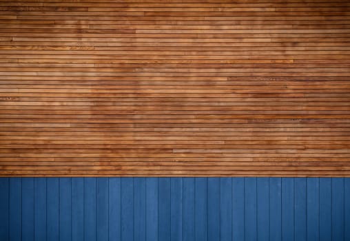 blue metal siding and wooden boards on the facade as a background 4