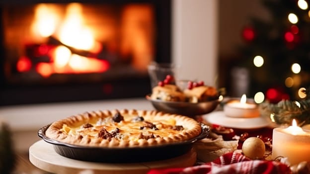 Christmas pie, holiday recipe and home baking, meal for cosy winter English country dinner in the cottage, homemade food and british cuisine inspiration