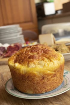 french savoury cake with ham and cheese