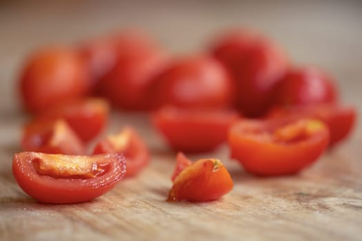 ripe organic tomatoes cut into wedges