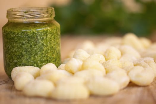 homemade gnocchi and fresh pesto