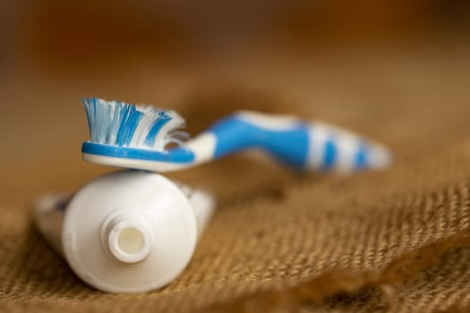 used toothbrush and toothpaste for dental hygiene