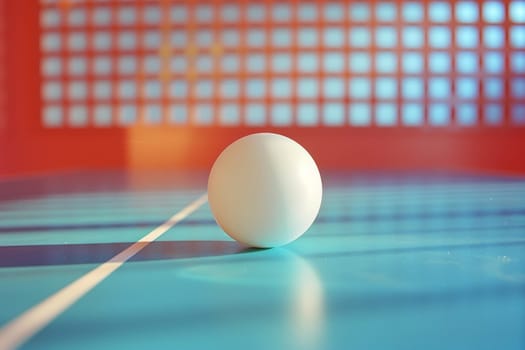 White ball for table tennis and ping pong on a background of a grid.