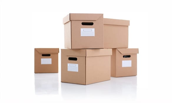 A lot of carton box of kraft color. Theme of moving the loading of unloading cargo delivery of goods from the Internet to the purchaser from the supplier