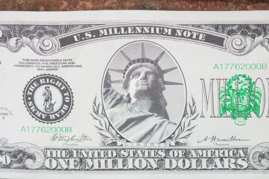 One million dollar bill. US inflation