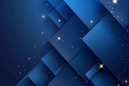 A blue background with a lot of stars and squares.