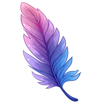 A petal pink and violet feather against a white backdrop, resembling a writing implement in a creative arts composition. The art piece showcases tints and shades of blue, creating a unique font