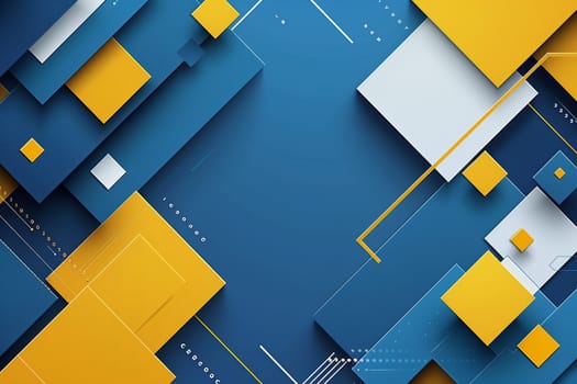 Geometric square blue and yellow background.