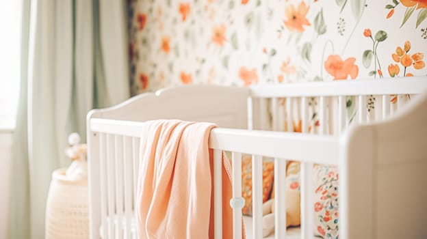 Baby room decor and interior design inspiration in beautiful English countryside style cottage