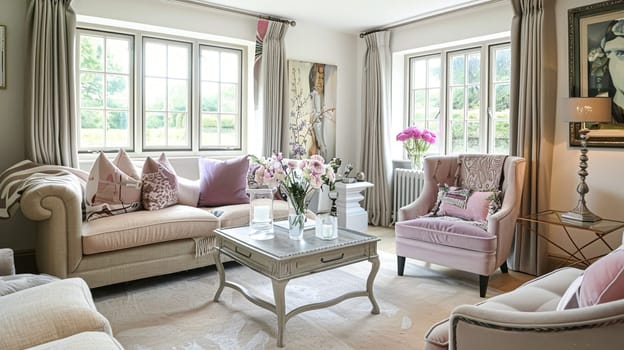 Cotswolds cottage style sitting room, living room interior design and country house home decor, sofa and lounge furniture, English countryside style