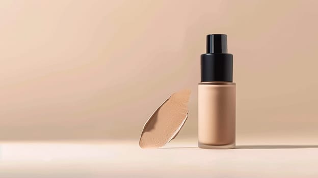 Make-up foundation cosmetics product, beige cosmetic makeup and skincare cream sample as luxury beauty brand design