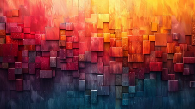 Abstract Pixel Art Background with Vibrant Mosaic, Colorful squares merge into a tapestry of digital artistry and nostalgia.