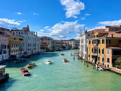 View from the big bridge on the Grand Canal, the most famous channel of Venice between the islands of the lagoon