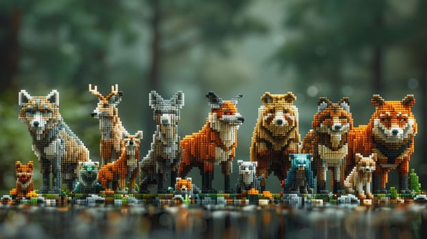 Pixelated Animal Collection for a Virtual Zoo, Creatures large and small blur into a menagerie of digital blocks.