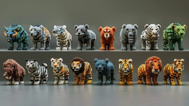 Pixelated Animal Collection for a Virtual Zoo, Creatures large and small blur into a menagerie of digital blocks.