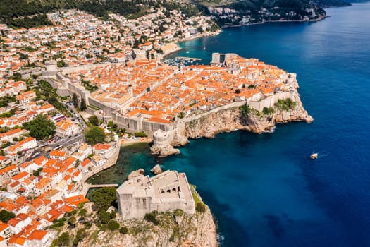 Fort Lovrijenac of Dubrovnik city of Croatia. Lovrijenac fortress, over the West Harbour. Dubrovnik historic city of Croatia in Dalmatia. UNESCO World Heritage Site. 