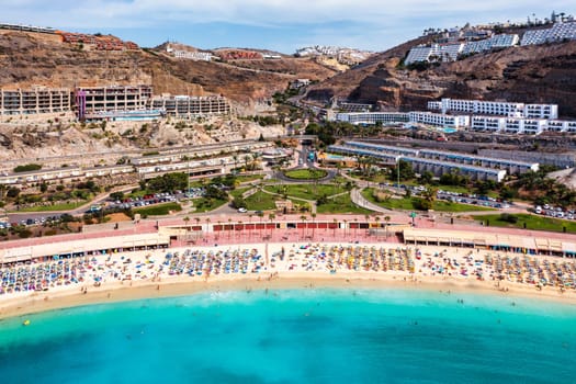 Amadores beach (Spanish: Playa del Amadores) near famous holiday resort Puerto Rico de Gran Canaria on Gran Canaria island, Spain. Playa de Amadores beach near Puerto Rico town, Canary Islands. Spain