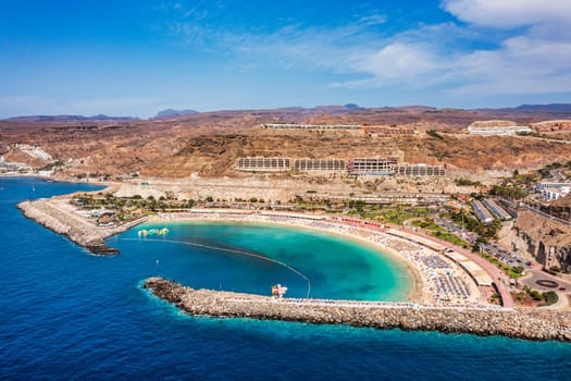 Amadores beach (Spanish: Playa del Amadores) near famous holiday resort Puerto Rico de Gran Canaria on Gran Canaria island, Spain. Playa de Amadores beach near Puerto Rico town, Canary Islands. Spain
