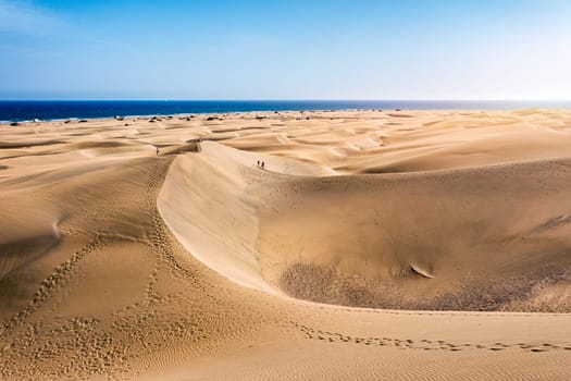 View of the Natural Reserve of Dunes of Maspalomas, in Gran Canaria, Canary Islands, Spain. Beautiful view of Maspalomas Dunes on Gran Canaria, Canary Islands, Spain.