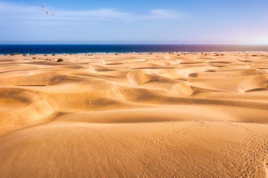 View of the Natural Reserve of Dunes of Maspalomas, in Gran Canaria, Canary Islands, Spain. Beautiful view of Maspalomas Dunes on Gran Canaria, Canary Islands, Spain.