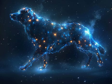 Star constellation forming a mythical creature, digitally created image with celestial elegance and mystique.