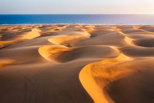 View of the Natural Reserve of Dunes of Maspalomas, in Gran Canaria, Canary Islands, Spain. Beautiful view of Maspalomas Dunes on Gran Canaria, Canary Islands, Spain.