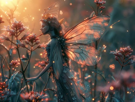 Creative elements of a mystical garden, new stock images with PNG files showing ethereal flowers and fairies.