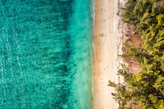 Tropical beach scenery, vacation in paradise island Mauritius. Dream exotic island, tropical paradise. Best beaches of Mauritius island, luxury resorts of Mauritius, Indian Ocean, Africa.